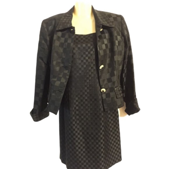 J S Boutique Black Cocktail Evening Sheath Dress & Matching Jacket Size 10 - Picture 2 of 11